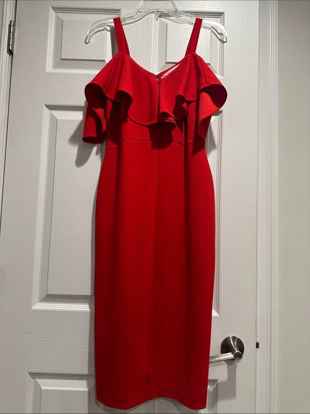 RACHEL Rachel Roy Red Ruffle Midi Dress